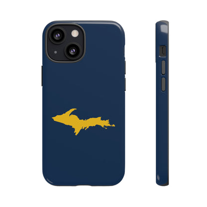 Michigan Upper Peninsula Tough Phone Case (Navy w/ Gold UP Outline) | Apple iPhone