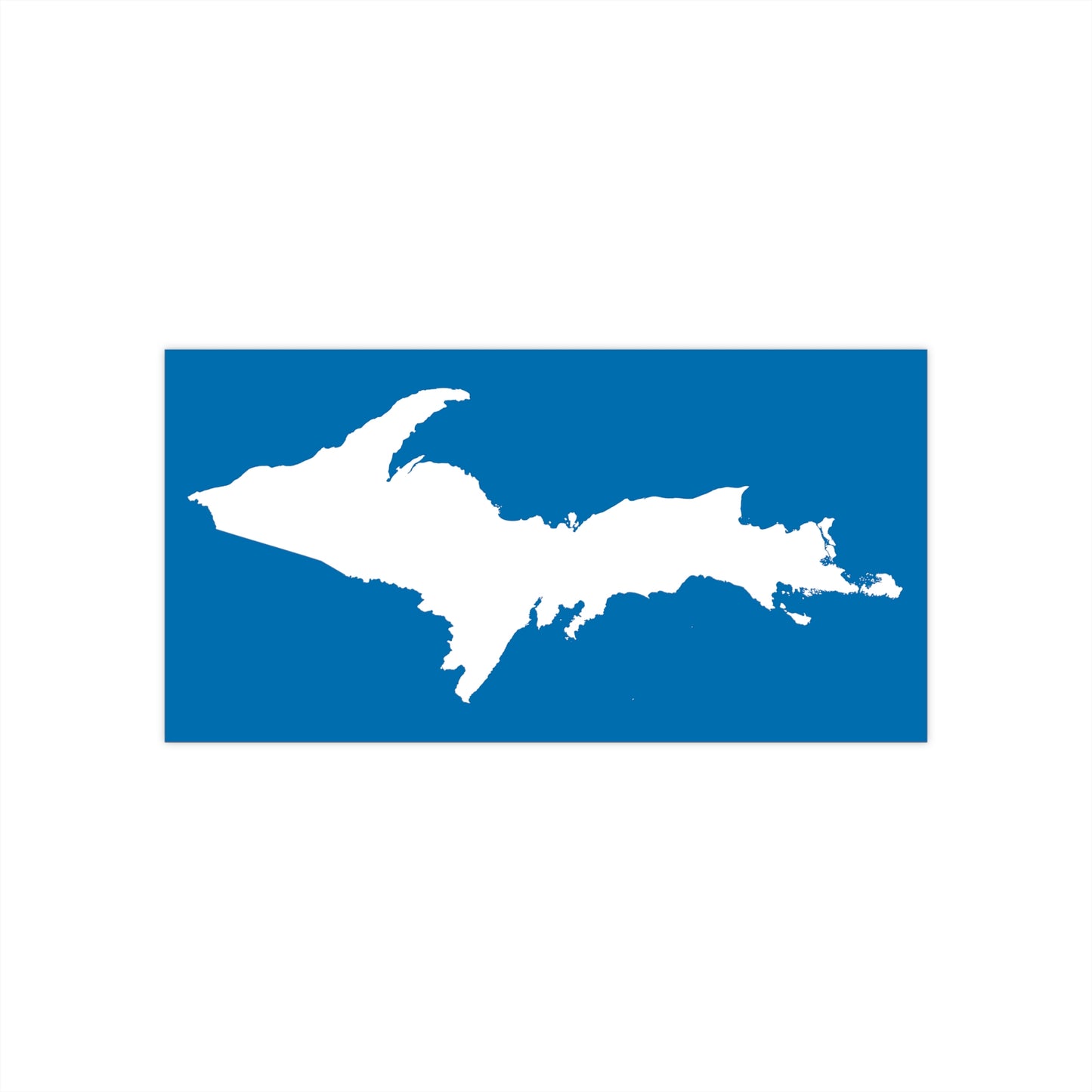 Michigan Upper Peninsula Bumper Sticker (w/ UP Outline) | Azure Background