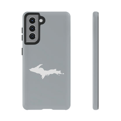 Michigan Upper Peninsula Tough Phone Case (Silver w/ UP Outline) | Samsung & Pixel Android