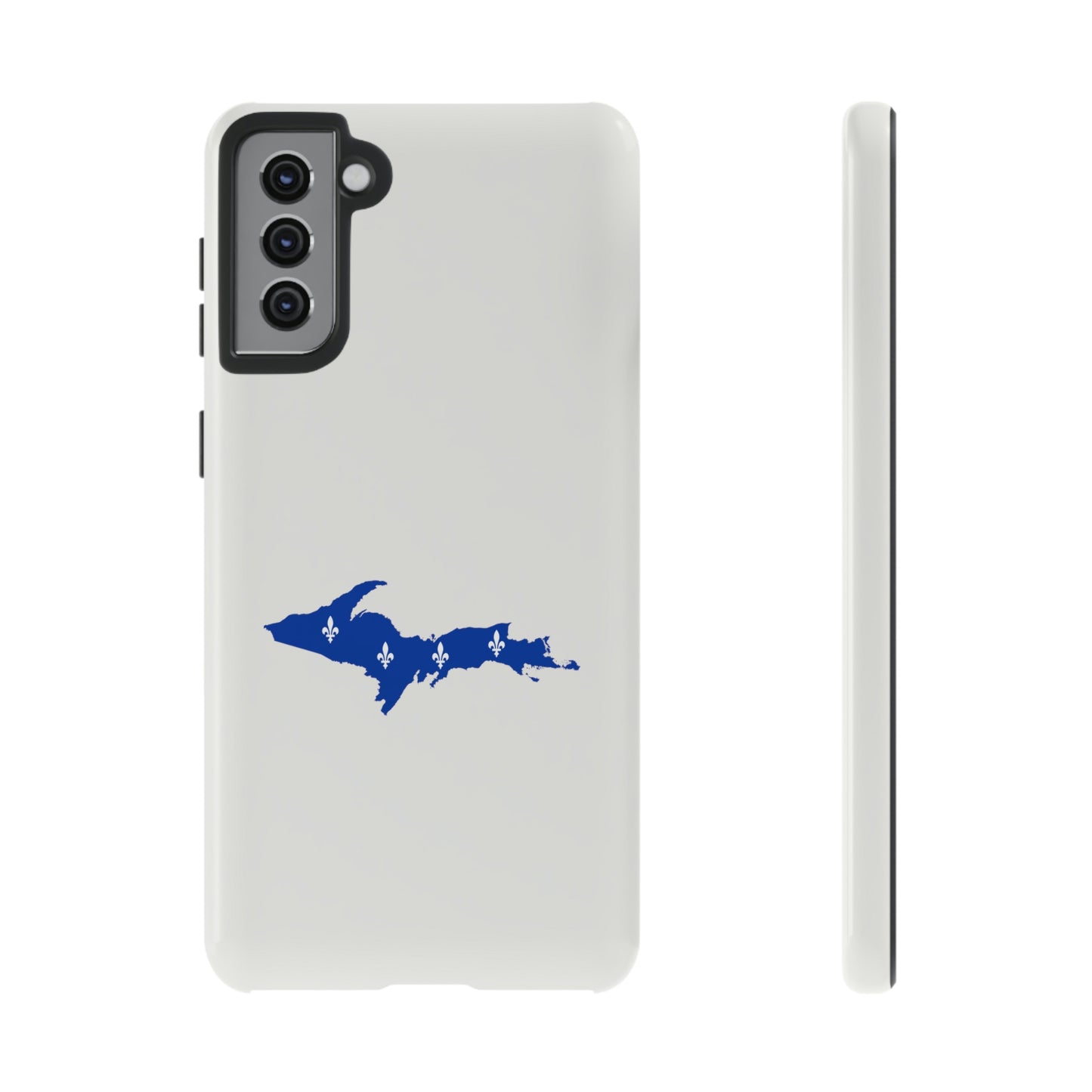 Michigan Upper Peninsula Tough Phone Case (Birch Bark White w/ UP Quebec Flag Outline) | Samsung & Pixel Android