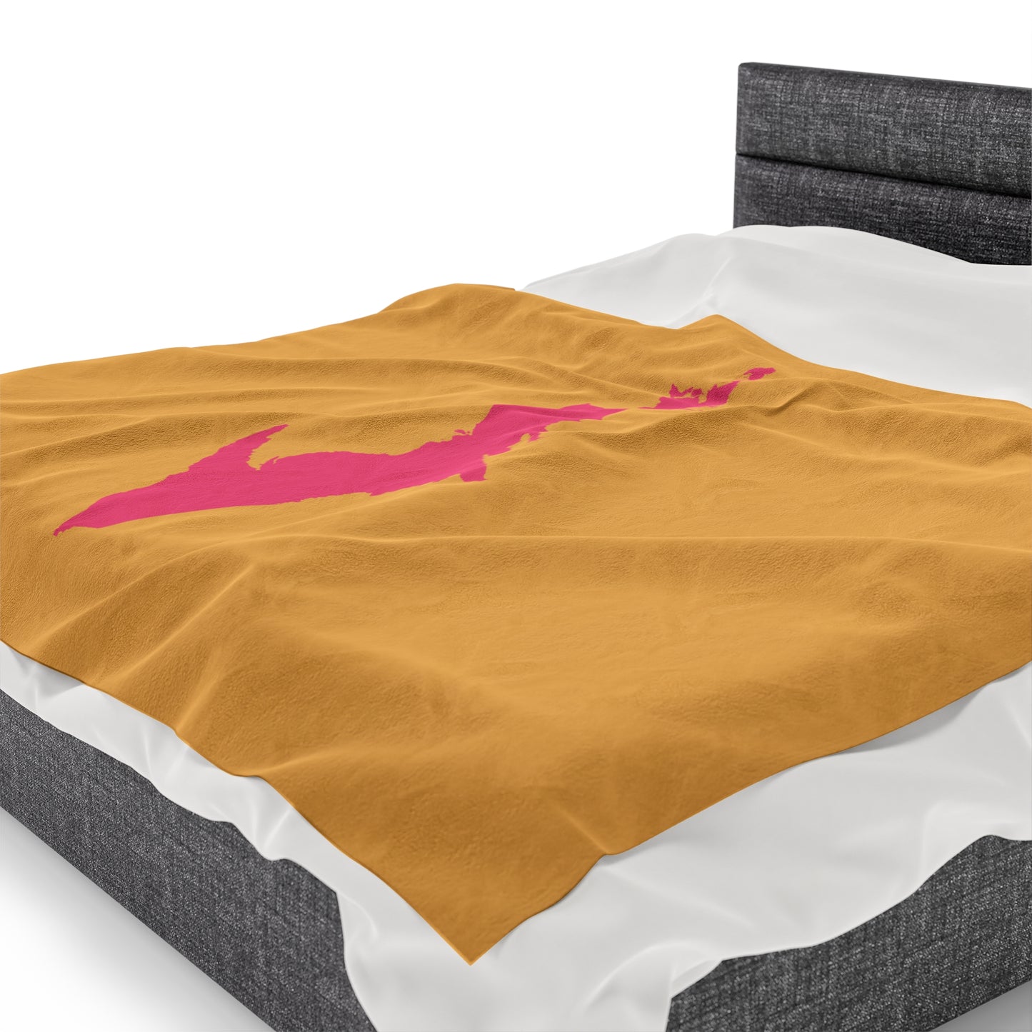 Michigan Upper Peninsula Plush Blanket (w/ Pink UP Outline) | Citrine