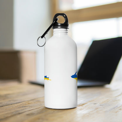 Michigan Upper Peninsula Water Bottle (w/ UP Ukraine Flag Outline) | 14oz Stainless Steel