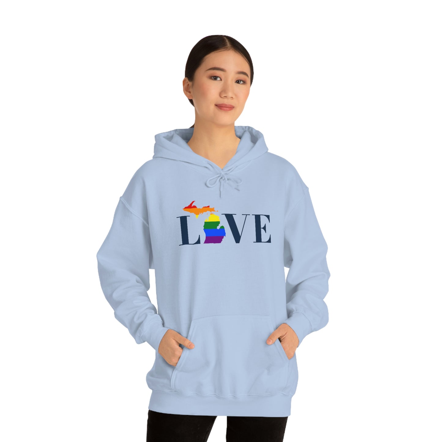 Michigan 'Love' Hoodie (w/LGBTQ Pride Colors) | Unisex Standard