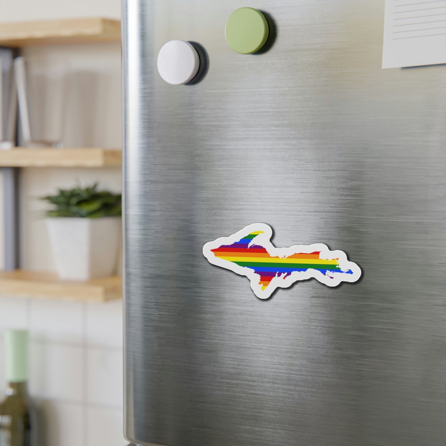 Michigan Upper Peninsula Kiss Cut Magnet (w/ UP Pride Flag Outline)