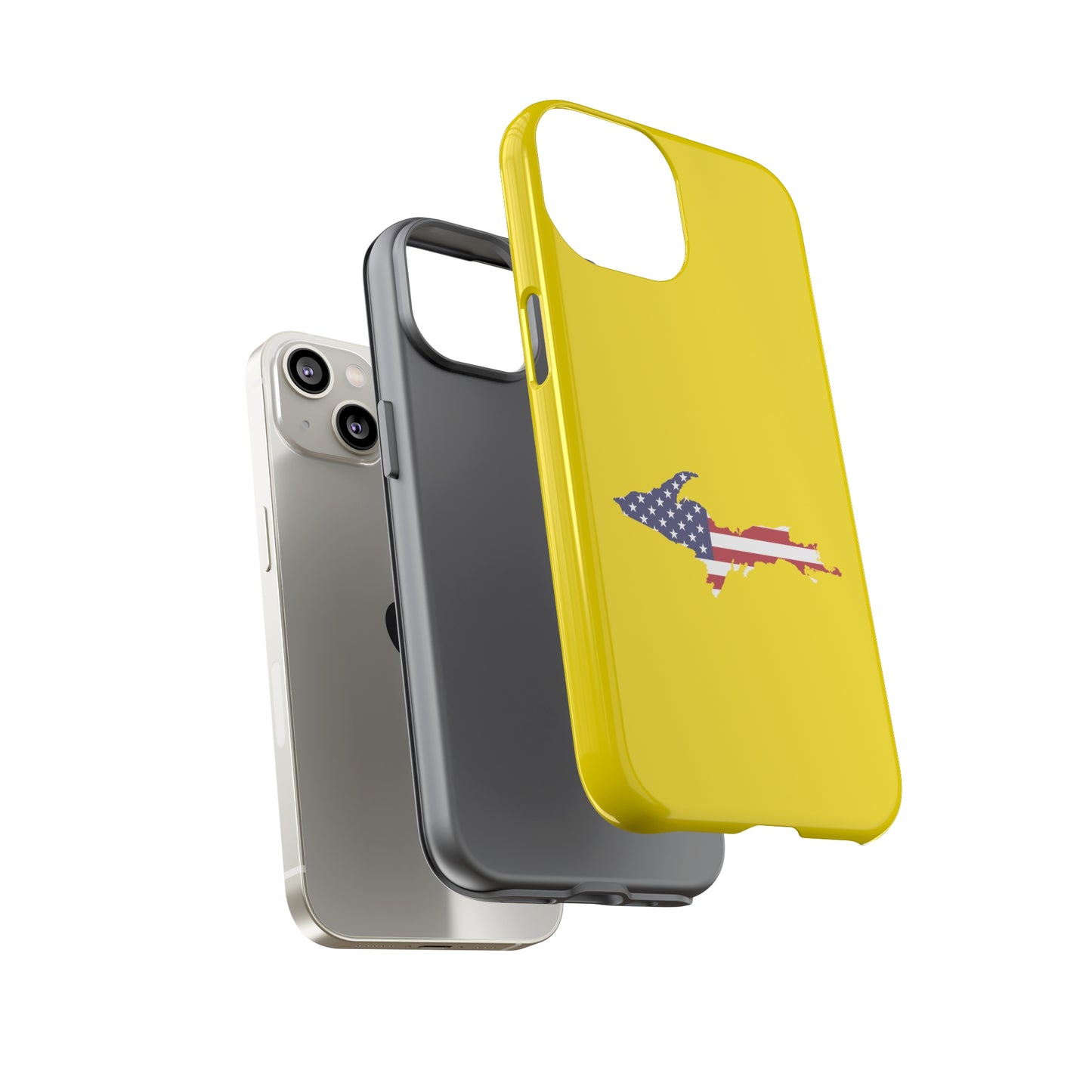 Michigan Upper Peninsula Tough Phone Case (Gadsden Yellow w/ UP USA Outline) | Apple iPhone