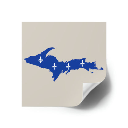 Michigan Upper Peninsula Square Sticker (Canvas Color w/ UP Quebec Flag Outline) | Indoor/Outdoor