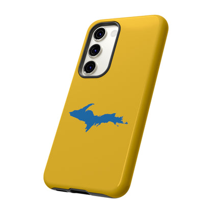 Michigan Upper Peninsula Tough Phone Case (Gold w/ Azure UP Outline) | Samsung & Pixel Android