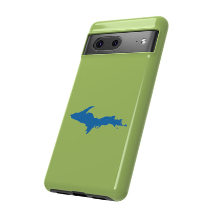 Michigan Upper Peninsula Tough Phone Case (Gooseberry Green w/ Azure UP Outline) | Samsung & Pixel Android