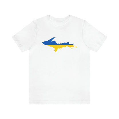 Michigan Upper Peninsula T-Shirt (w/ UP Ukraine Flag Outline) | Unisex Standard Fit