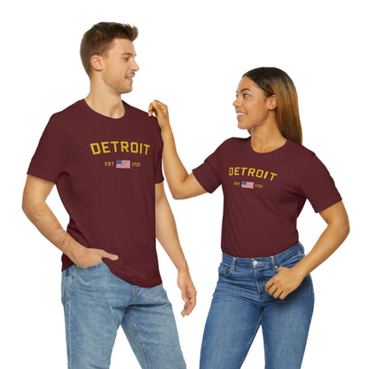 'Detroit Est 1701' T-Shirt (w/ United States Flag) | Unisex Standard Fit