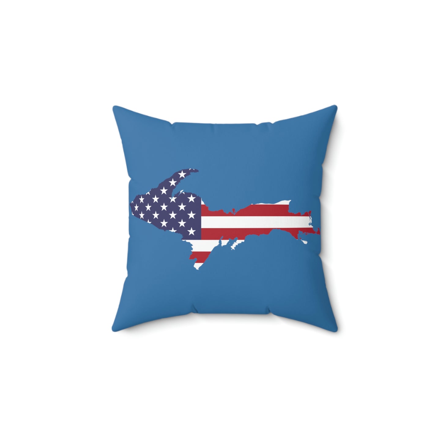 Michigan Upper Peninsula Accent Pillow (w/ UP USA Flag Outline) | Lake Superior Blue