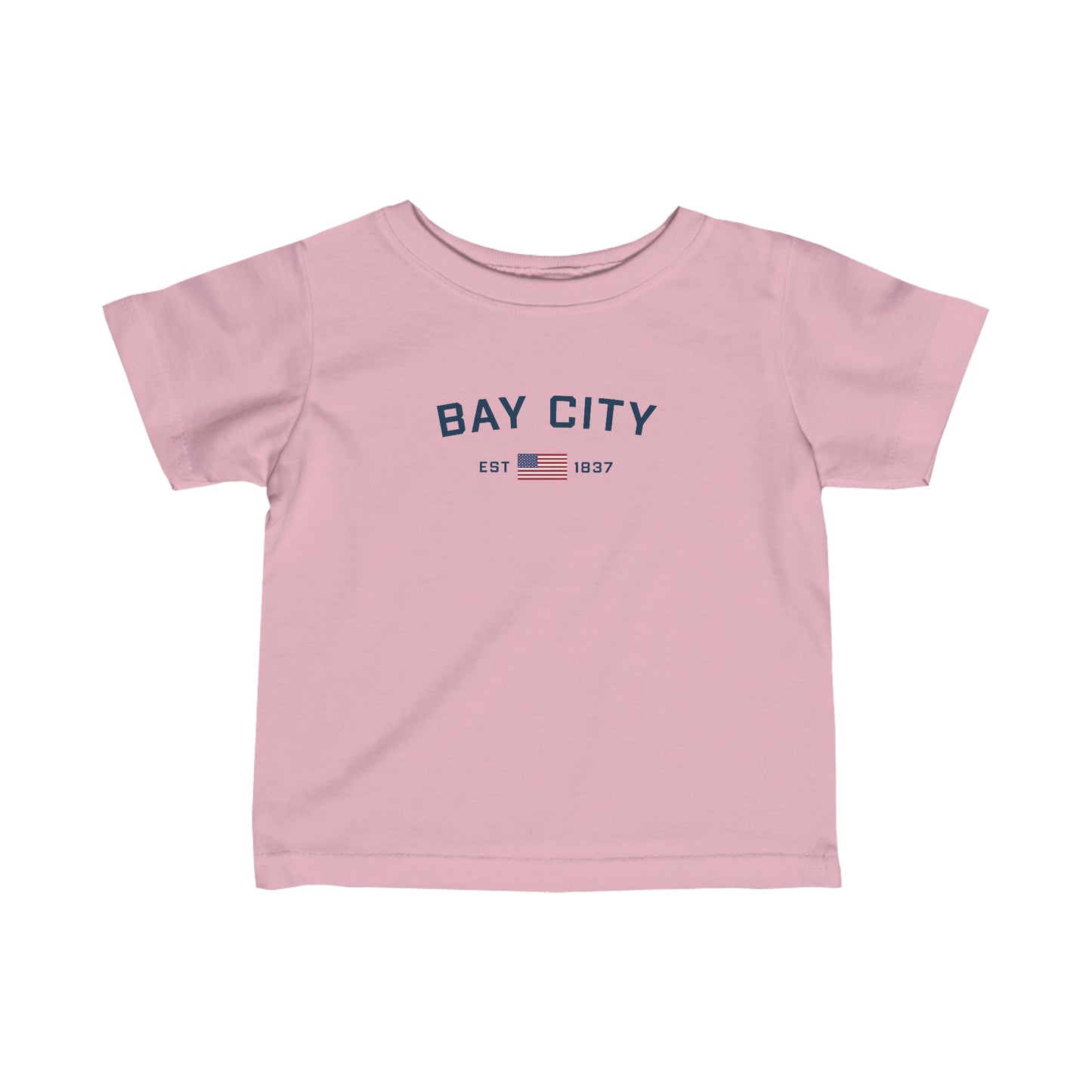 'Bay City EST 1837' T-Shirt (w/USA Flag Outline) |  Infant Short Sleeve