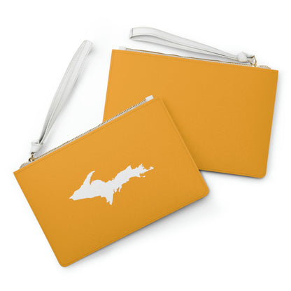 Michigan Upper Peninsula Clutch Bag (Autumn Birch Leaf Orange w/UP Outline)