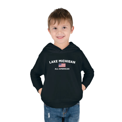 'Lake Michigan All-American' Hoodie (w/USA Flag Outline) | Unisex Toddler