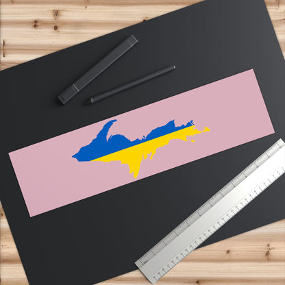 Michigan Upper Peninsula Bumper Stickers (w/ UP Ukraine Flag Outline) | Pink Background