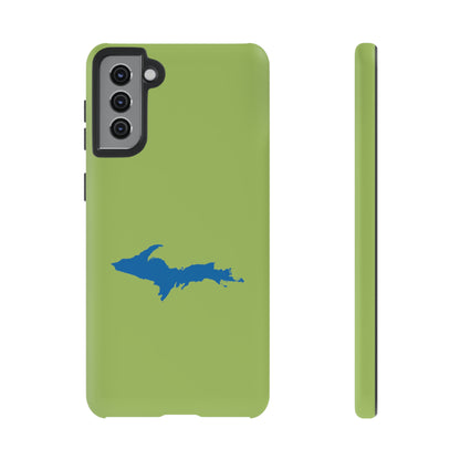 Michigan Upper Peninsula Tough Phone Case (Gooseberry Green w/ Azure UP Outline) | Samsung & Pixel Android