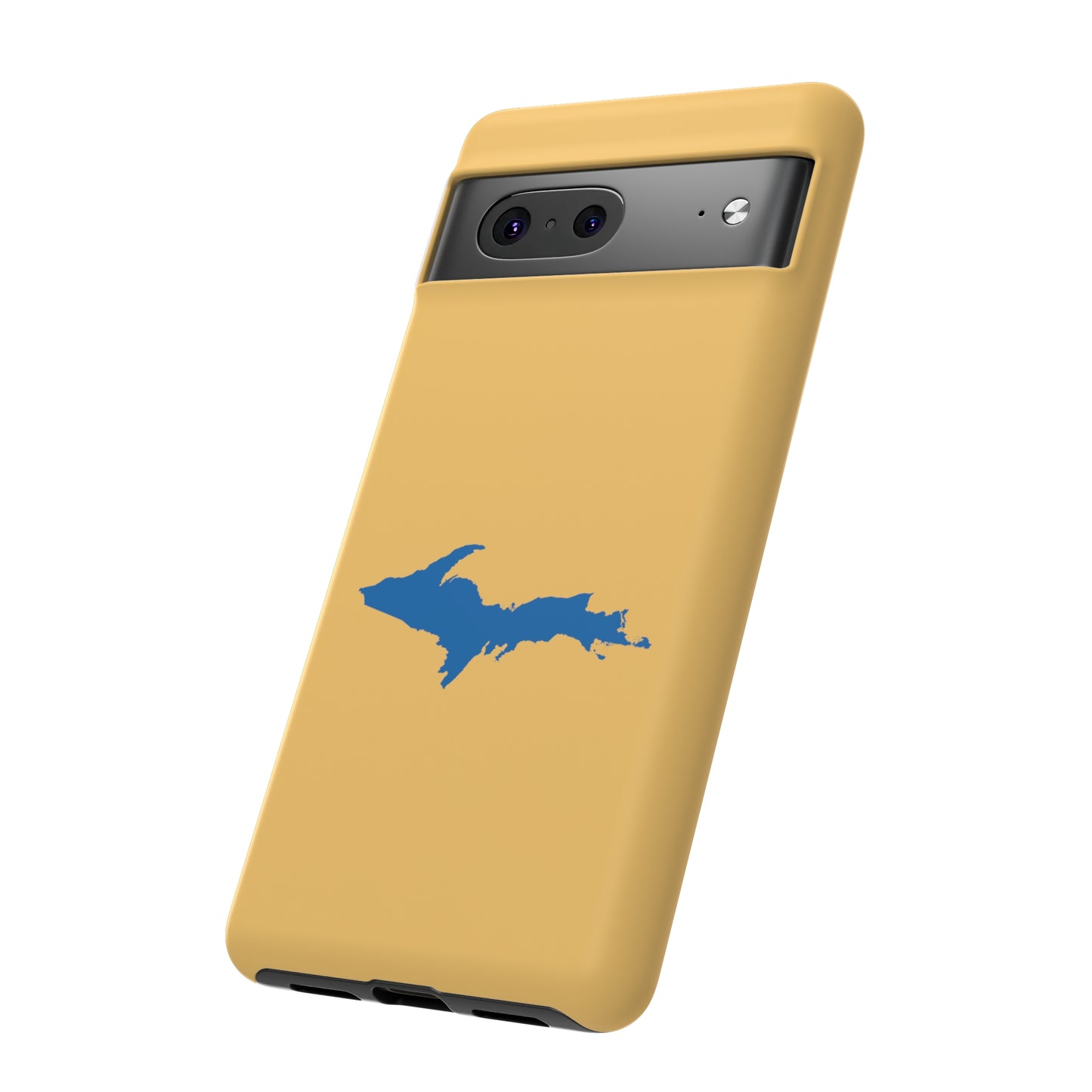 Michigan Upper Peninsula Tough Phone Case (Citrine w/ Azure UP Outline) | Samsung & Pixel Android