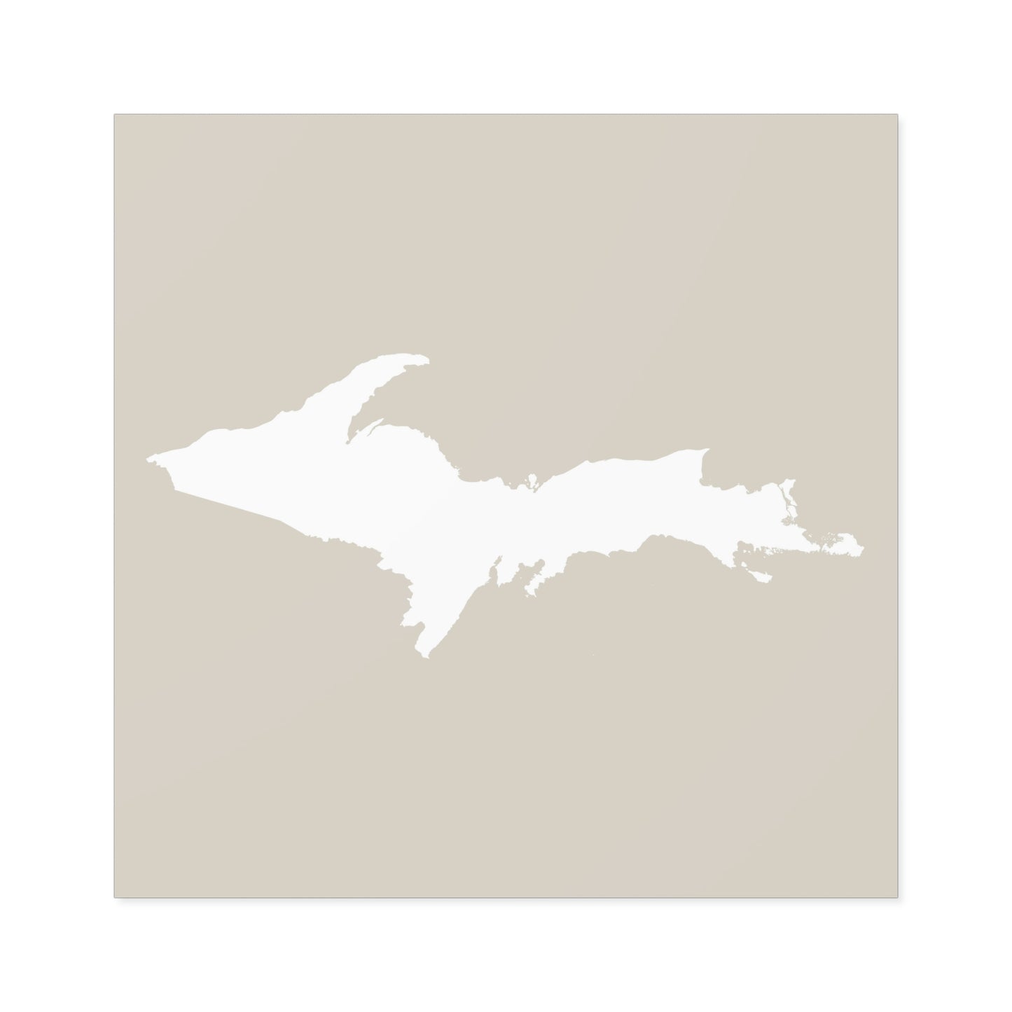 Michigan Upper Peninsula Square Sticker (Canvas Color w/ UP Outline) | Indoor/Outdoor