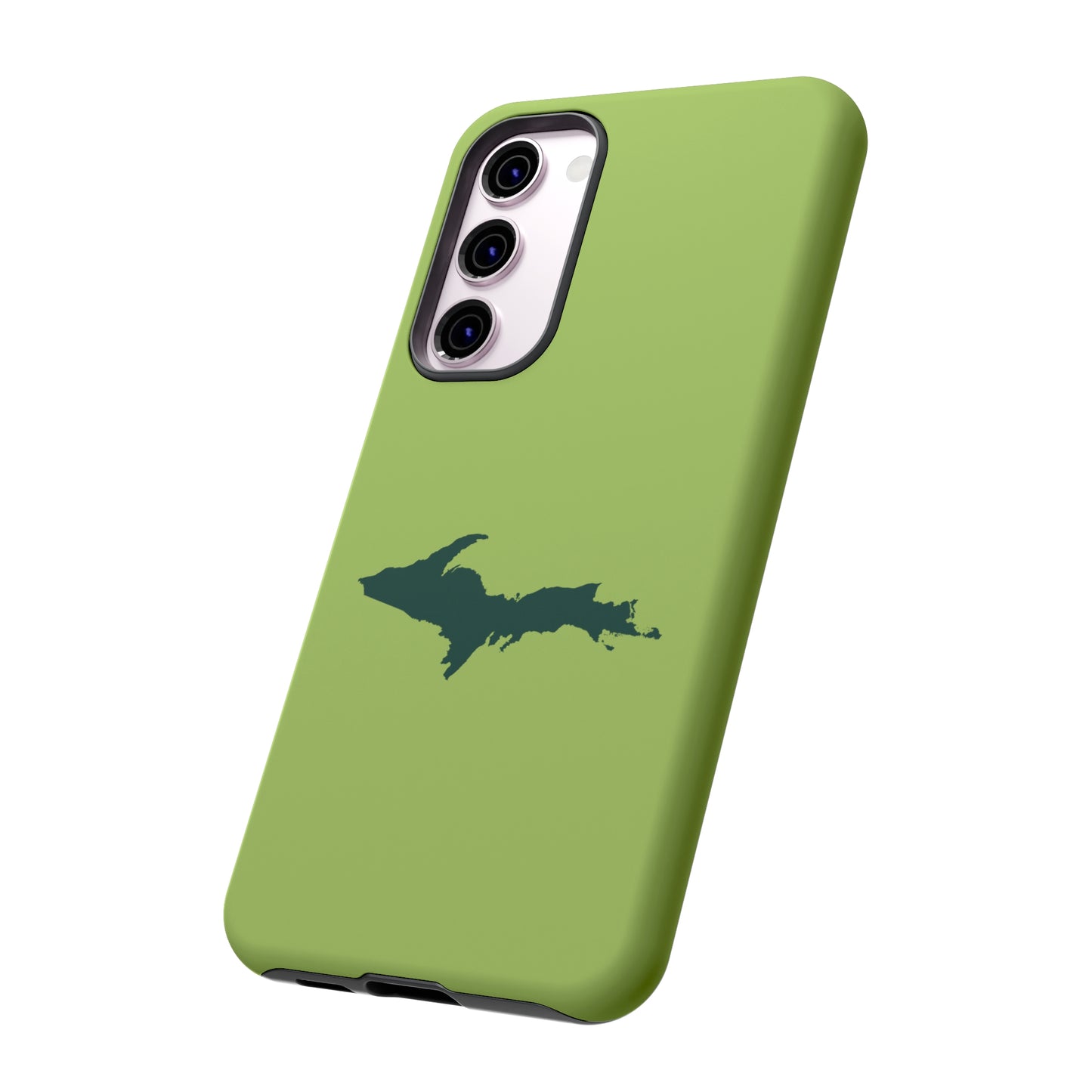 Michigan Upper Peninsula Tough Phone Case (Gooseberry Green w/ Green UP Outline) | Samsung & Pixel Android