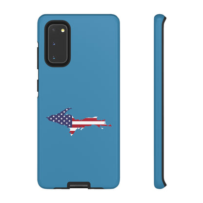 Michigan Upper Peninsula Tough Phone Case (Lake Michigan Blue w/ UP USA Flag Outline) | Samsung & Pixel Android