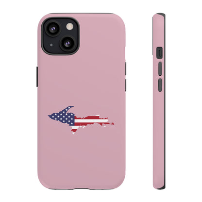 Michigan Upper Peninsula Tough Phone Case (Pink w/ UP USA Flag Outline) | Apple iPhone