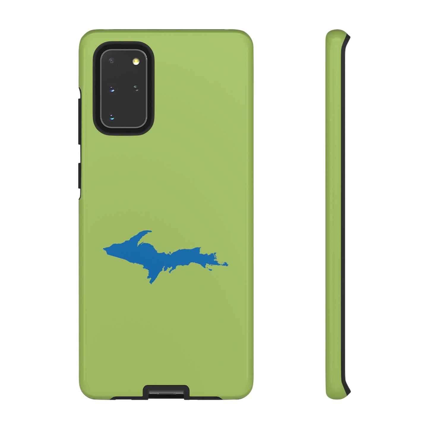 Michigan Upper Peninsula Tough Phone Case (Gooseberry Green w/ Azure UP Outline) | Samsung & Pixel Android