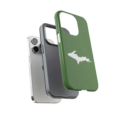 Michigan Upper Peninsula Tough Phone Case (Pine Green w/ UP Outline) | Apple iPhone