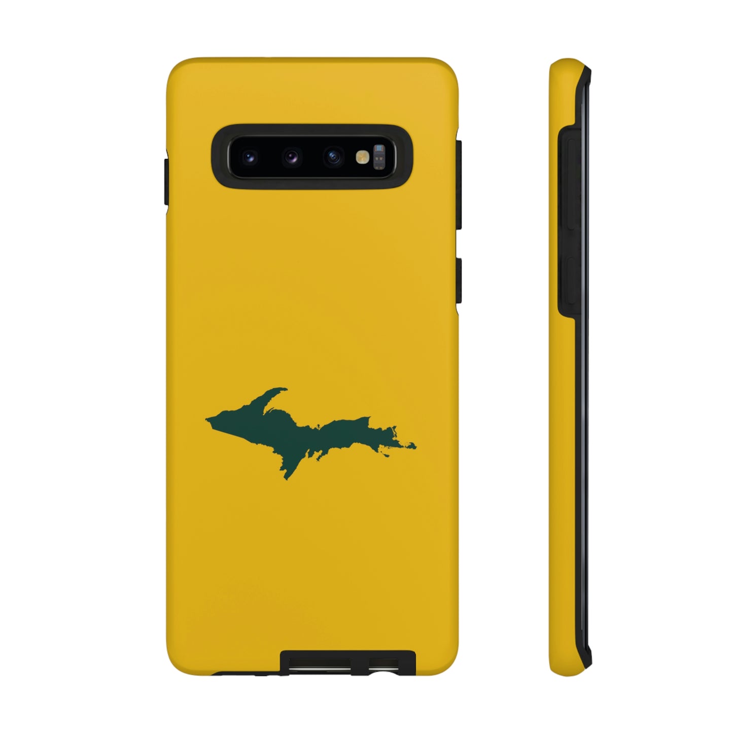 Michigan Upper Peninsula Tough Phone Case (Gold w/ Green UP Outline) | Samsung & Pixel Android