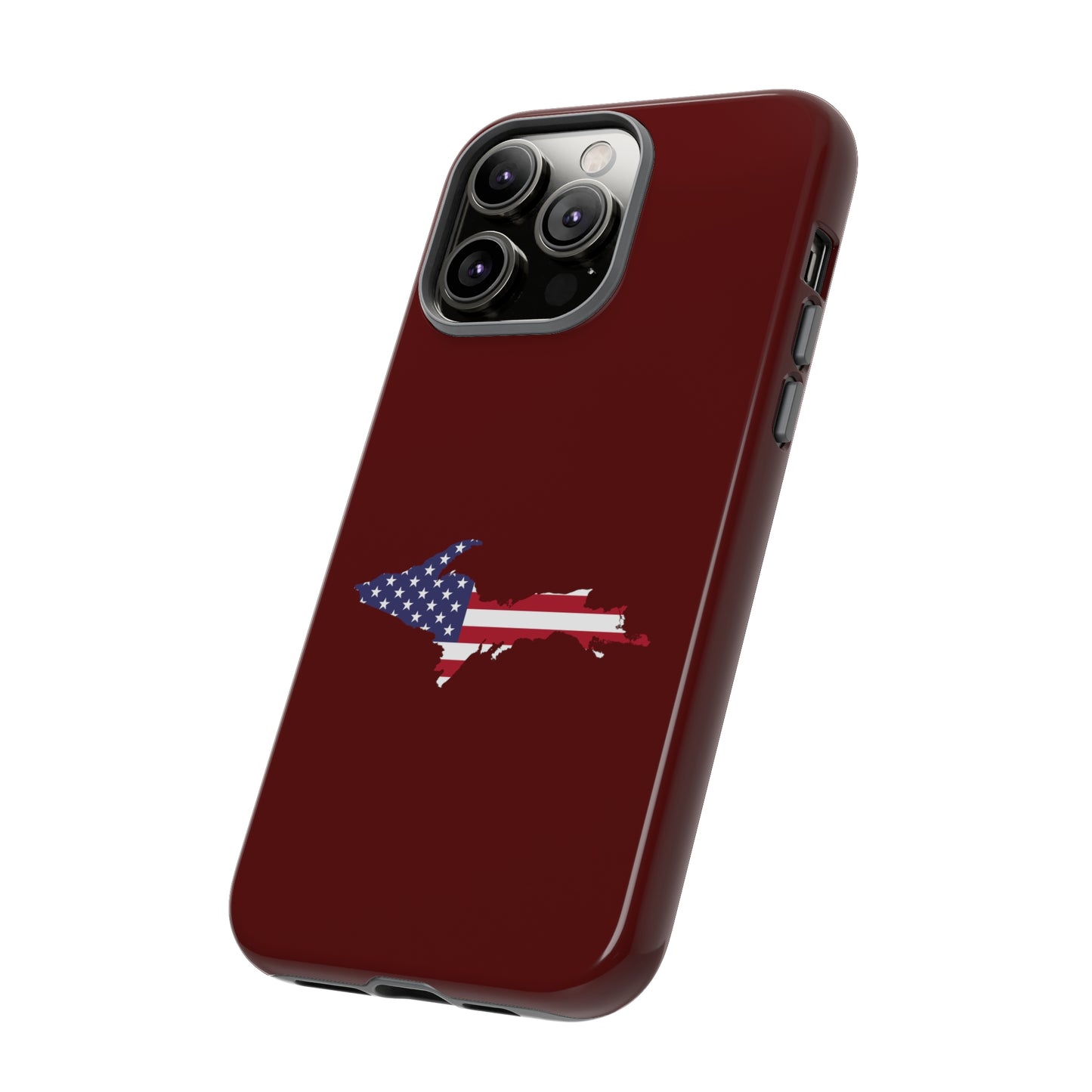 Michigan Upper Peninsula Tough Phone Case (Cherrywood Color w/ UP USA Outline) | Apple iPhone