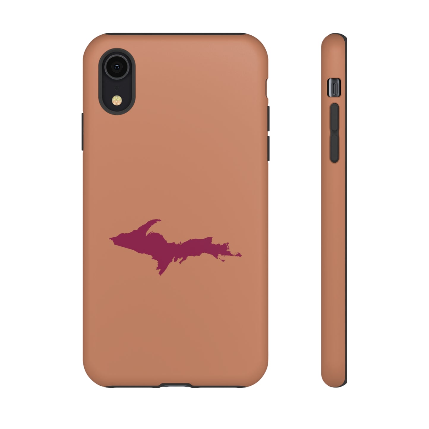 Michigan Upper Peninsula Tough Phone Case (Copper Color w/ Ruby UP Outline) | Apple iPhone