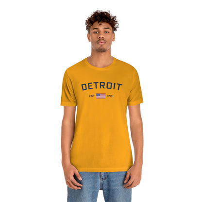 'Detroit Est 1701' T-Shirt (w/ United States Flag) | Unisex Standard Fit