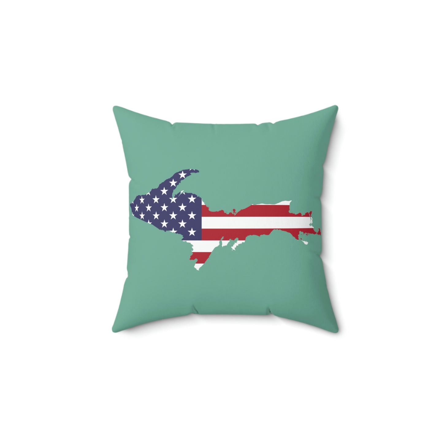 Michigan Upper Peninsula Accent Pillow (w/ UP USA Flag Outline) | '64 Metallic Mint Green