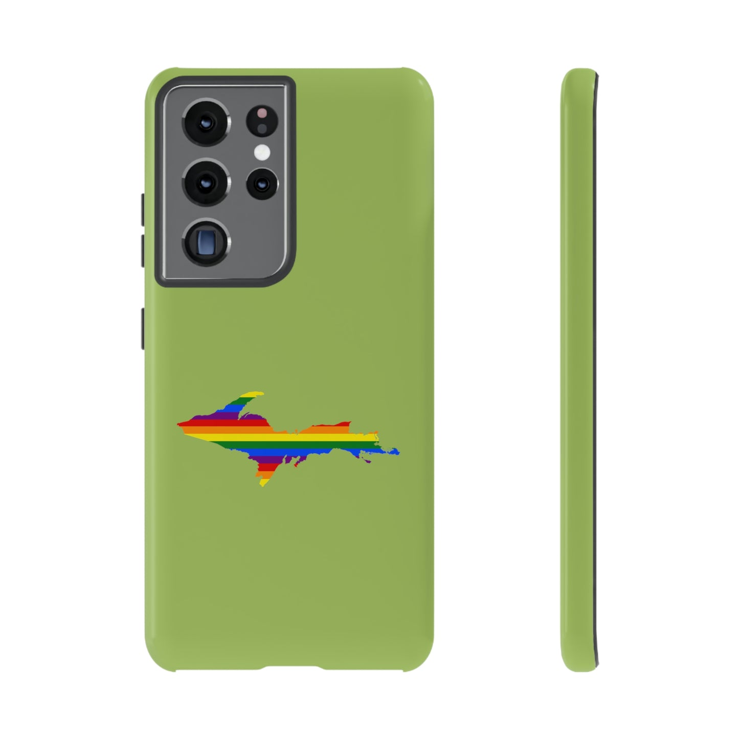 Michigan Upper Peninsula Tough Phone Case (Gooseberry Green w/ UP Pride Flag Outline) | Samsung & Pixel Android