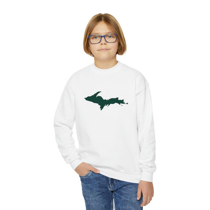 Michigan Upper Peninsula Youth Sweatshirt (w/ Green UP Outline)