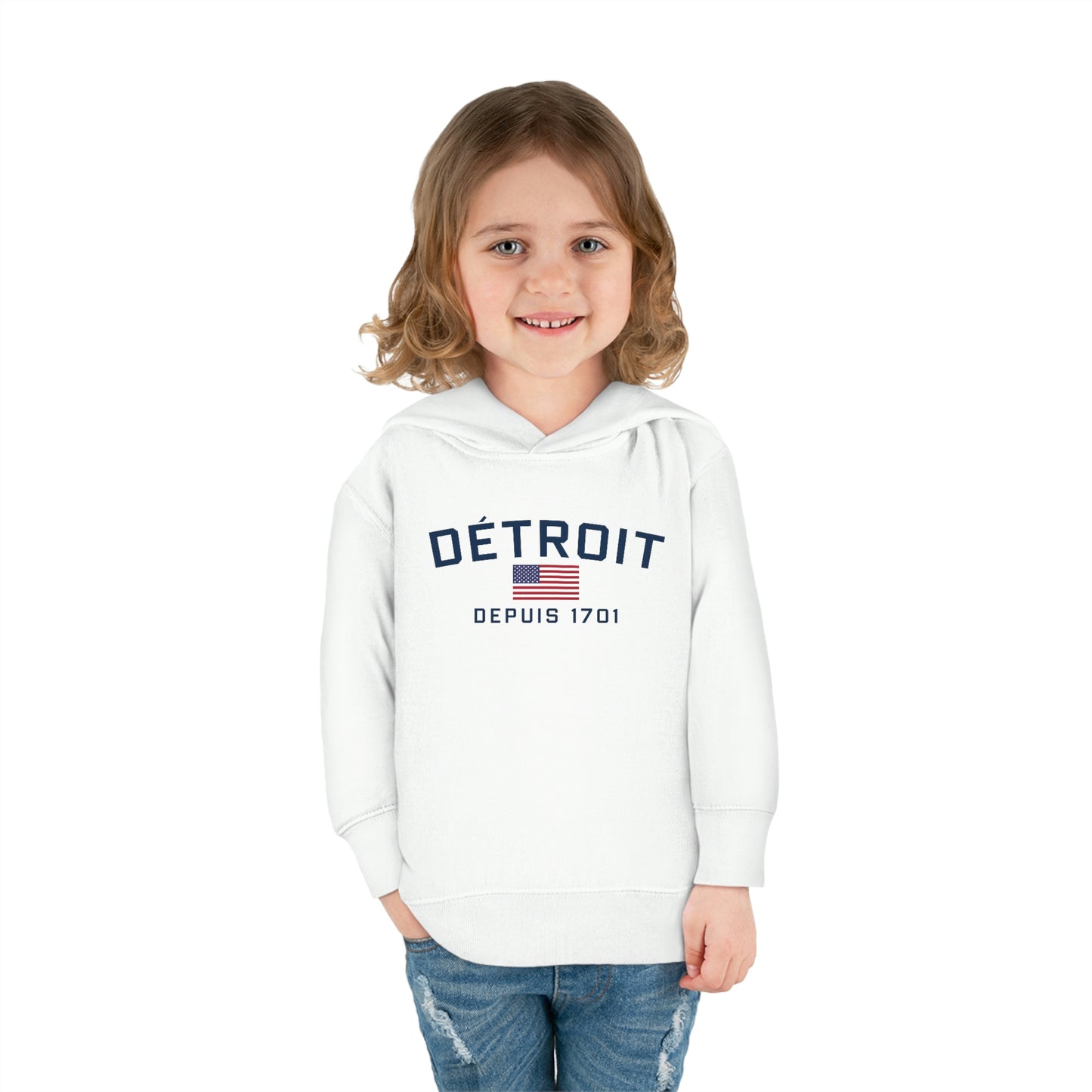 'Détroit Depuis 1701' Hoodie (w/USA Flag Outline) | Unisex Toddler