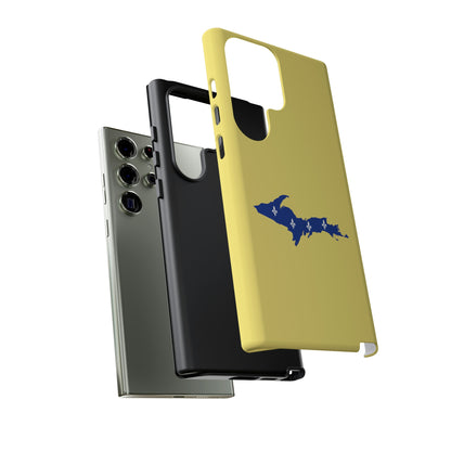 Michigan Upper Peninsula Tough Phone Case (Yellow Cherry Color w/ UP Quebec Flag Outline) | Samsung & Pixel Android