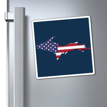 Michigan Upper Peninsula Square Magnet (Navy w/ UP USA Flag Outline)