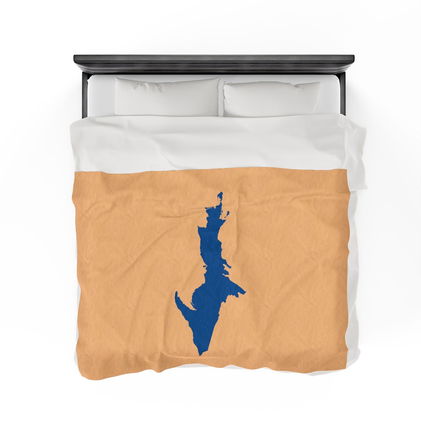 Michigan Upper Peninsula Plush Blanket (w/ Azure UP Outline) | Pale Apricot