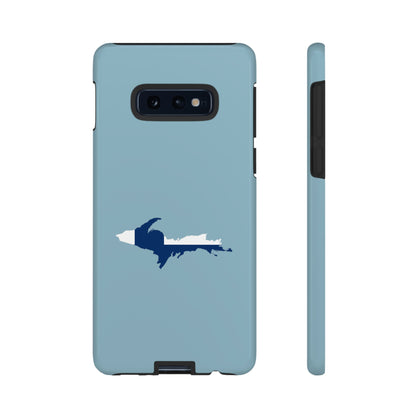 Michigan Upper Peninsula Tough Phone Case (Opal Blue w/ UP Finland Flag Outline) | Samsung & Pixel Android