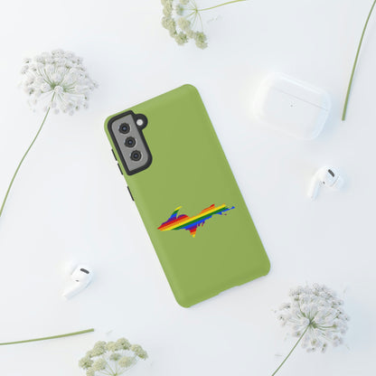 Michigan Upper Peninsula Tough Phone Case (Gooseberry Green w/ UP Pride Flag Outline) | Samsung & Pixel Android