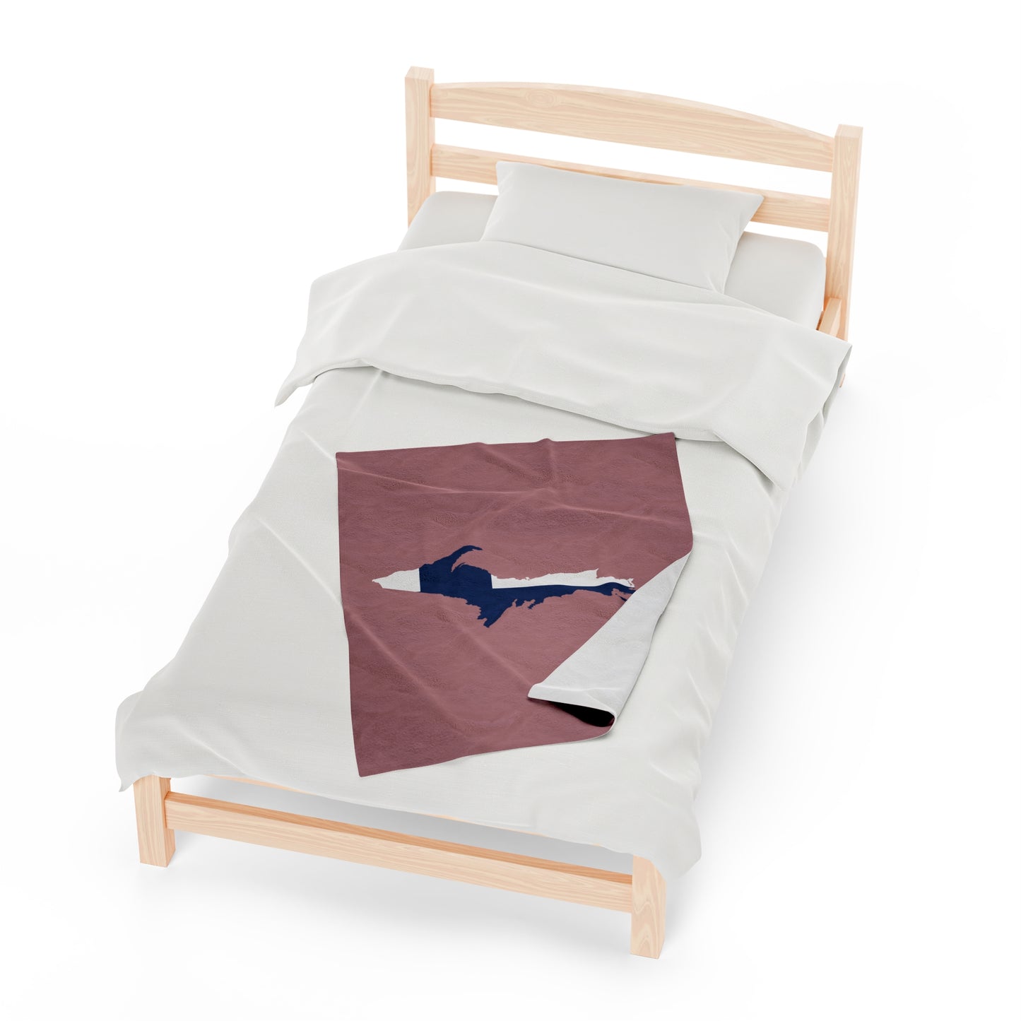 Michigan Upper Peninsula Plush Blanket (w/ UP Finland Flag Outline) | Cherry Blossom Pink