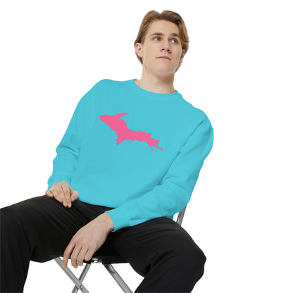 Michigan Upper Peninsula Sweatshirt (w/ Pink UP Outline) | Unisex Garment Dyed