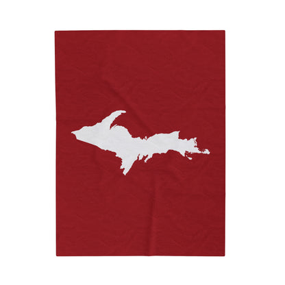 Michigan Upper Peninsula Plush Blanket (w/ UP Outline) | Thimbleberry Red