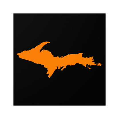 Michigan Upper Peninsula Square Sticker (Black w/ Orange UP Outline) | Indoor/Outdoor