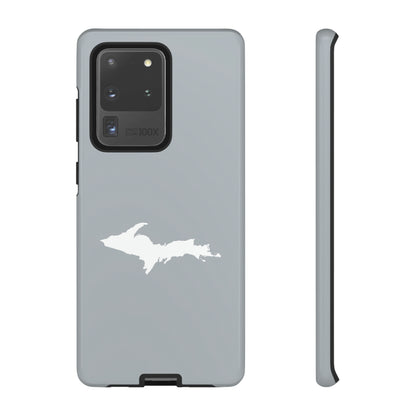 Michigan Upper Peninsula Tough Phone Case (Silver w/ UP Outline) | Samsung & Pixel Android