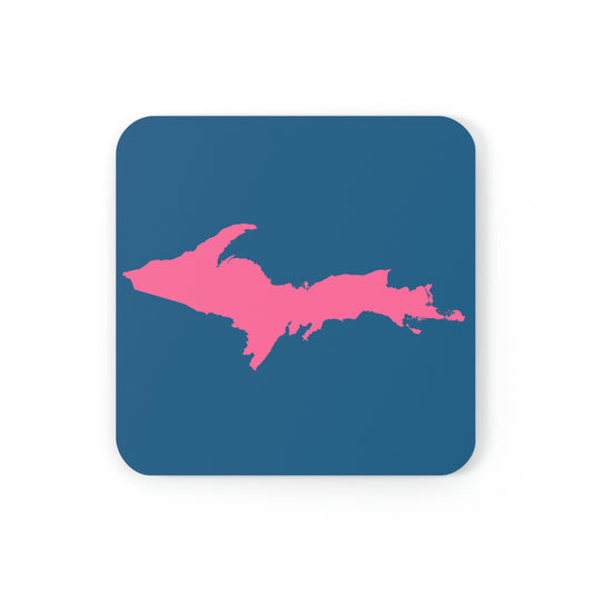 Michigan Upper Peninsula Coaster Set (Blueberry w/ Pink UP Outline) | Corkwood - 4 pack