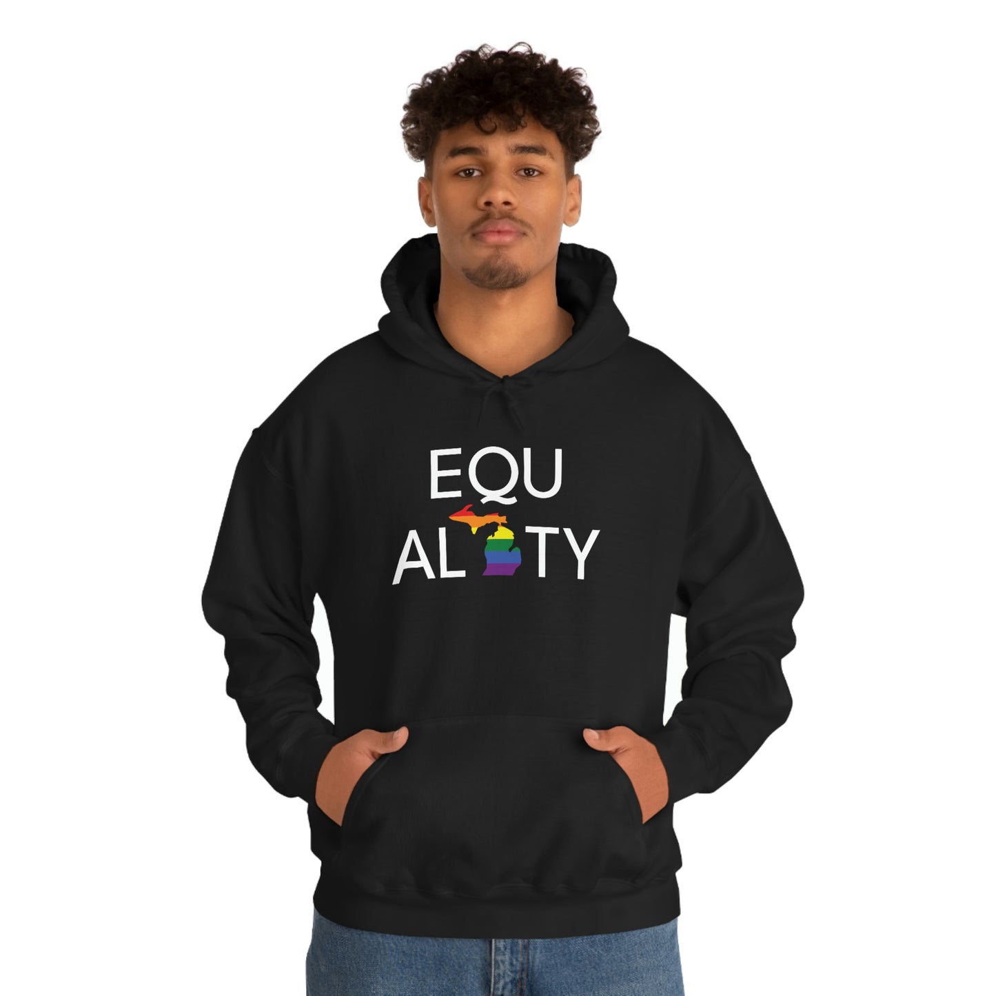 Michigan 'Equality' Hoodie (w/ LGBTQ Pride Colors) | Unisex Standard