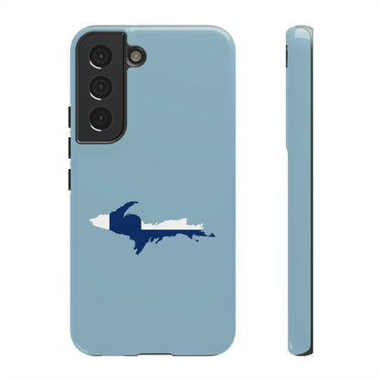 Michigan Upper Peninsula Tough Phone Case (Opal Blue w/ UP Finland Flag Outline) | Samsung & Pixel Android