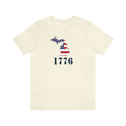 Michigan '1776' T-Shirt (Army Stencil Font w/ MI USA Flag Outline) | Unisex Standard Fit