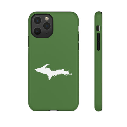 Michigan Upper Peninsula Tough Phone Case (Pine Green w/ UP Outline) | Apple iPhone